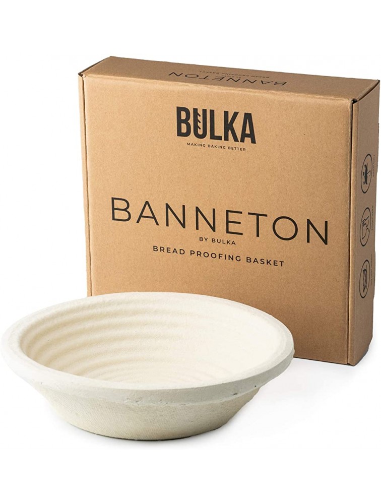 Bulka Banneton Bread Proofing Basket Brotform Spruce Wood Pulp 9 inch Groove Non-Stick Round Dough Proving Bowl Boule Container for Bread Making Sourdough Artisan Loaves Made in Germany. - BDZFR7QL7