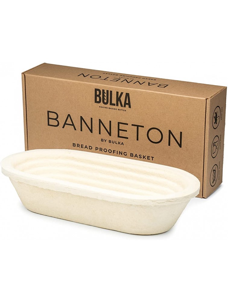 Bulka Oval Banneton Bread Proofing Basket Brotform Spruce Wood Pulp 750g Non-Stick Batard Dough Proving Bowl Boule Container for Bread Making Sourdough Artisan Loaves Made in Germany. - B5O20XGO2