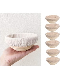 DOYOLLA 5inch Mini Banneton Bread Dough Proofing Basket & Liner Set of 6,Sourdough Bread Bakery Bowls for Professional & Home Bakers - BWXDPWLX9