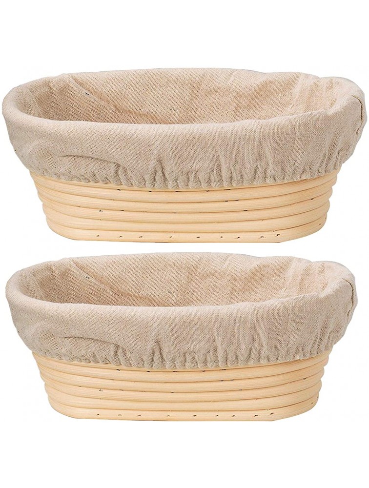 DOYOLLA Bread Proofing Baskets Set of 2 10 inch Oval Shaped Dough Proofing Bowls w Liners Perfect for Professional & Home Sourdough Bread Baking - B5P2AXNH1