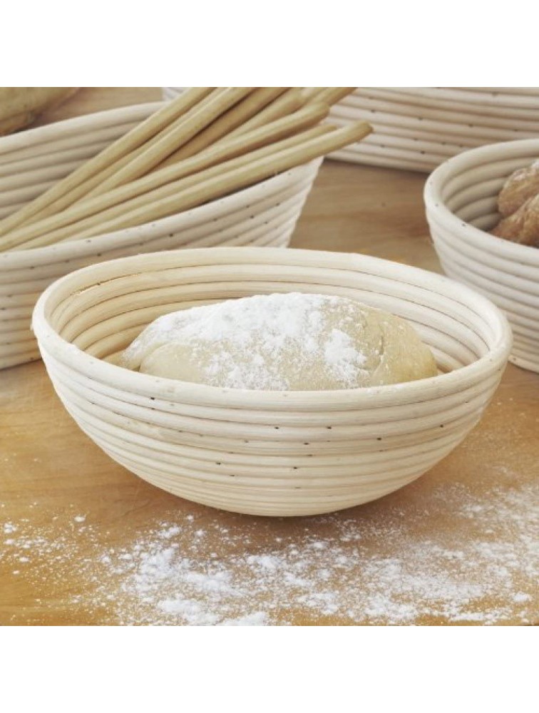 eoocvt 7 inch Round Banneton Brotform Bread Dough Proofing Rising Rattan Handmade Basket with Linen Liner Cloth 18 x 9cm - BYUG9OS09
