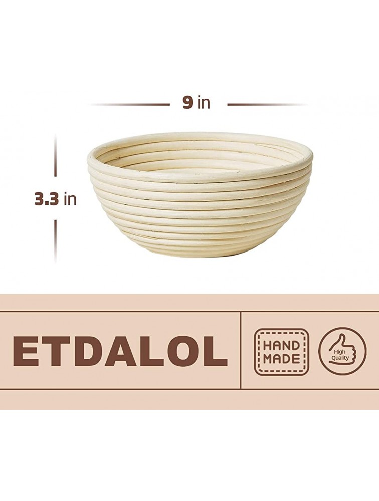 ETDALOL Banneton Bread Proofing Basket 9 Inch Bread Bowls for Rising Sourdough Bread Kit with Bakers Lame Sourdough Bread Scraper and Proofing Cloth - B739H096S