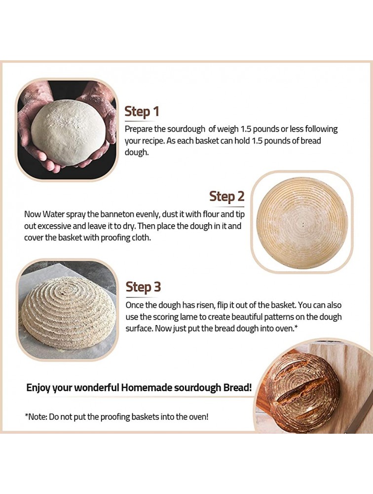 ETDALOL Banneton Bread Proofing Basket 9 Inch Bread Bowls for Rising Sourdough Bread Kit with Bakers Lame Sourdough Bread Scraper and Proofing Cloth - B739H096S