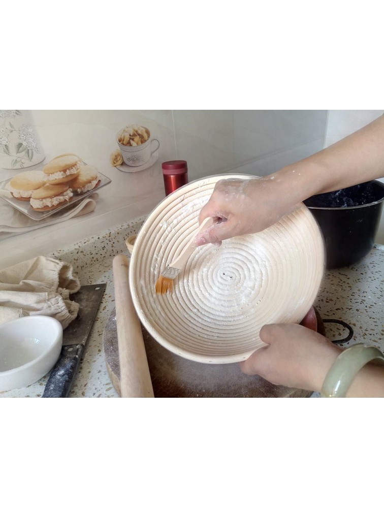 M JINGMEI Banneton Proofing Basket 10 Round Banneton Brotform for Bread and Dough [FREE BRUSH] Proofing Rising Rattan Bowl + FREE LINER 1000g dough - BRAGB8PN5