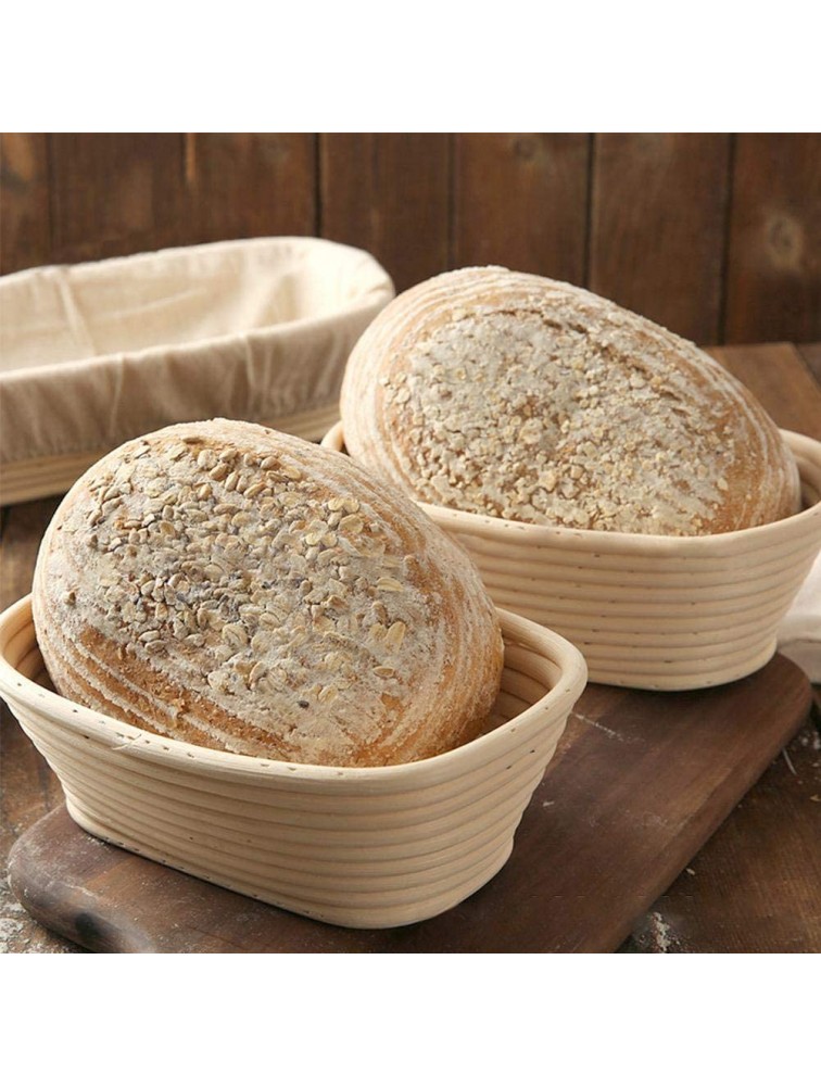 Meltset M Oval Bread Proofing Basket 6 Inch Fermentation basket Natural Rattan Bowl Sourdough Bread Basket Set Linen Liner Cloth for Professional and Home Bakers 2 Pcs - BHR0CP9P3