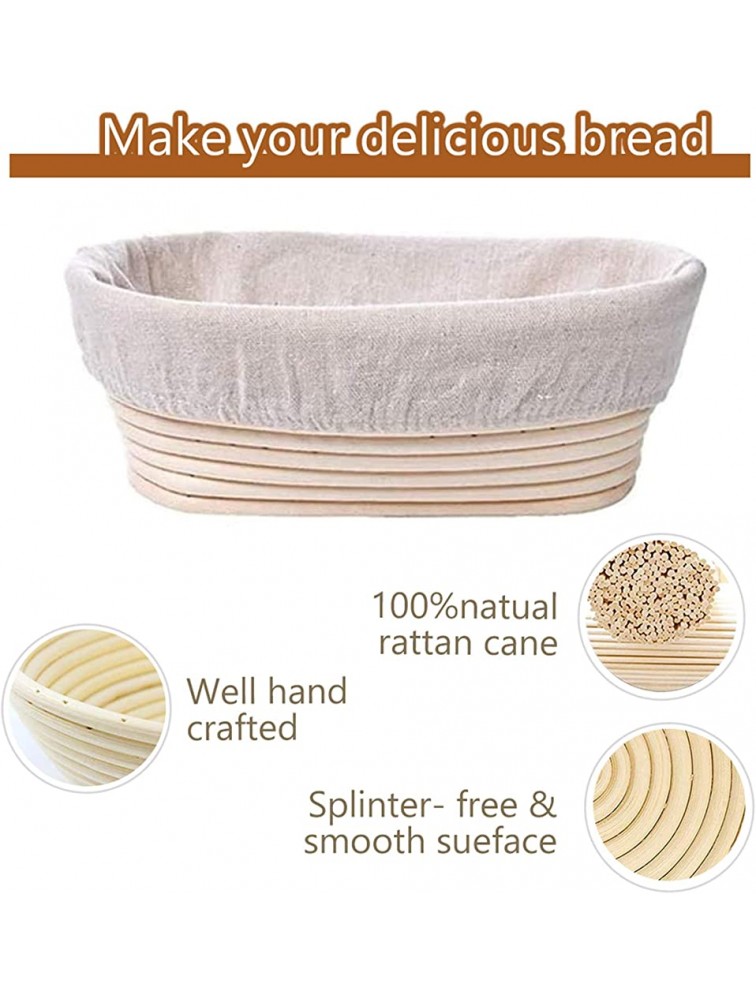 Meltset M Oval Bread Proofing Basket 6 Inch Fermentation basket Natural Rattan Bowl Sourdough Bread Basket Set Linen Liner Cloth for Professional and Home Bakers 2 Pcs - BHR0CP9P3