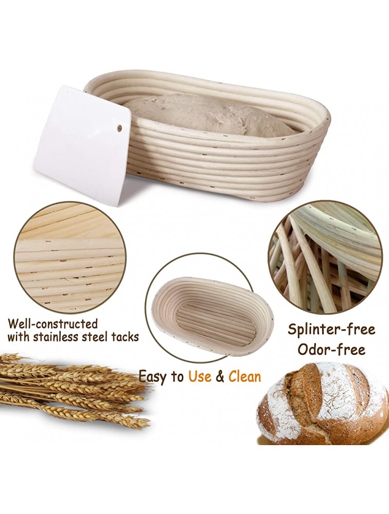 Oval Banneton Proofing Baskets for Sourdough Bread | Oval & Baguette Wicker Cane Brotform Set for Batards with Cloth Liner | Food-Safe Cane Bread Proofer for Rising 1 10 Oval - BGCUCJRI0