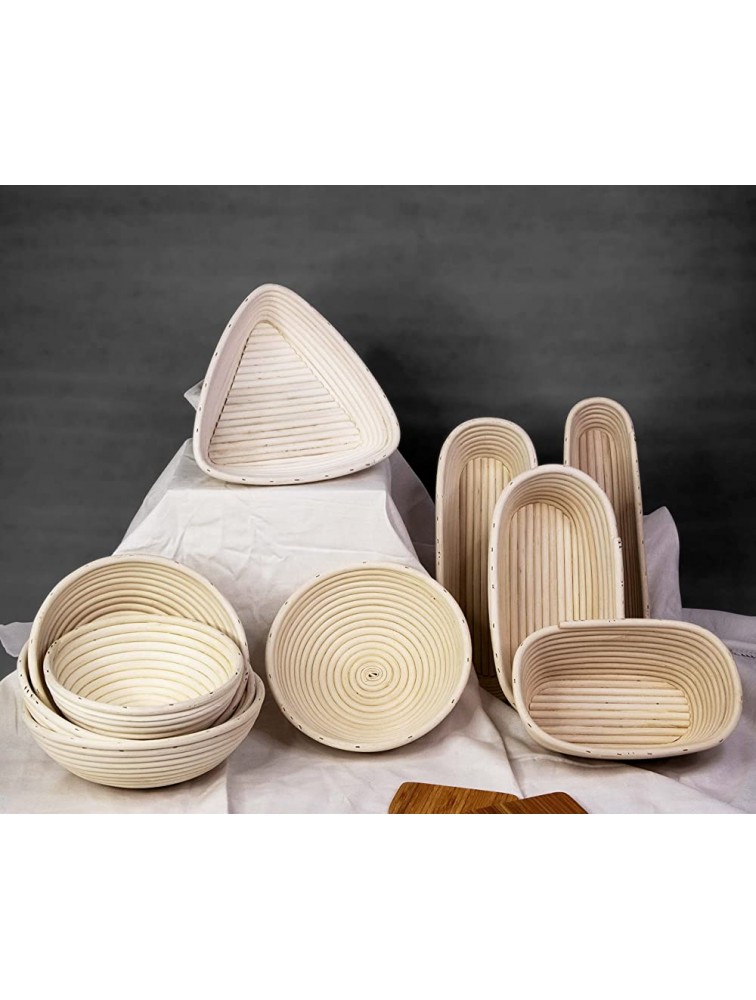 Oval Banneton Proofing Baskets for Sourdough Bread | Oval & Baguette Wicker Cane Brotform Set for Batards with Cloth Liner | Food-Safe Cane Bread Proofer for Rising 1 10 Oval - BGCUCJRI0