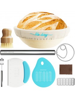 Professional Bread Proofing Basket Set 6PCS 9inch Round Banneton Proofing Basket Kit with Stainless Steel Bread Lame & Danish Dough Whisk Banneton Basket with Scraper & Cutter Sourdough Bread Baking Supplies - BAGTBISBN