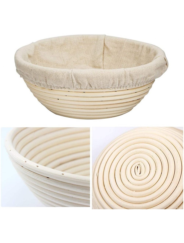 Set of 2 8.5 Inch Round Banneton proofing Basket Sourdough Bread Basket with Storage Bag,Dough Scraper Cloth Liner Starter Recipe for Home Baker 100% Natural Rattan - B1X4J3IDI