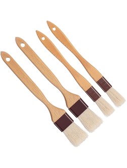 4 Pieces Lengthen Pastry Brushes Basting Oil Brush with Boar Bristles and Beech Hardwood Handles 1 Inch and 1.5 Inch Width BBQ Spreading Oil Brush for Cooking Baking - B75MTUBTQ