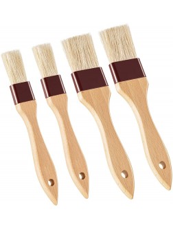 4 Pieces Pastry Brushes Basting Oil Brush with Boar Bristles and Beech Hardwood Handles Barbecue Oil Brush for Spreading Butter Cooking Baking Brush 1 Inch 1 1 2 Inch - BPCPBR4SP