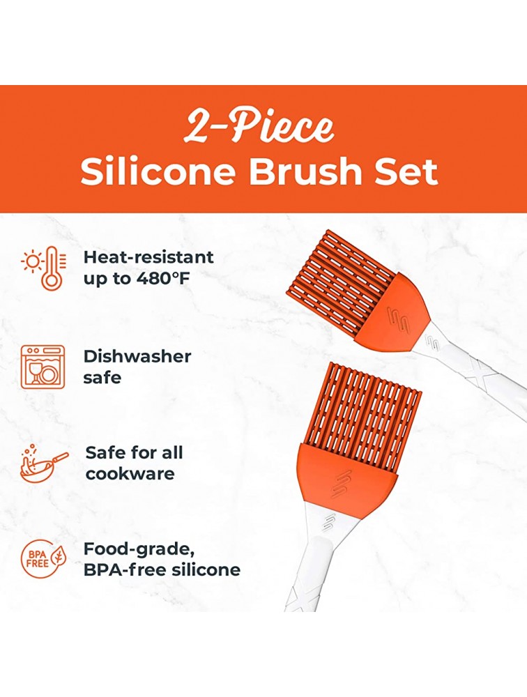 M KITCHEN WORLD Silicone Pastry Brush for Cooking 2 Pieces Rubber Basting Brush with Grid Kitchen Brushes Utensils for Food Sauce Butter Oil BBQ Spreading - BTW8W7IRL