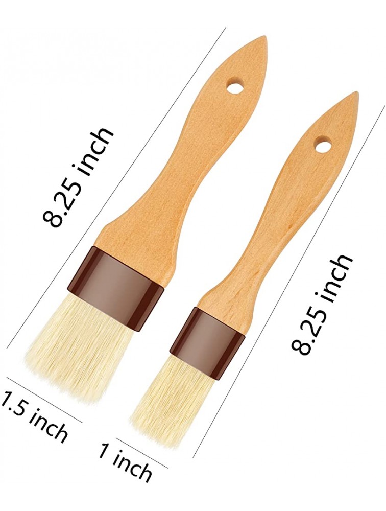 Pastry Brush-Basting Oil Brushes for Grilling BBQ Cooking with Boar Bristles & Beech Wooden Handles Food Brush for Baking Spreading Marinade Sauce Butter Egg Kitchen Baster Brushes1 inch & 1.5 inch - B8QRY0Q43