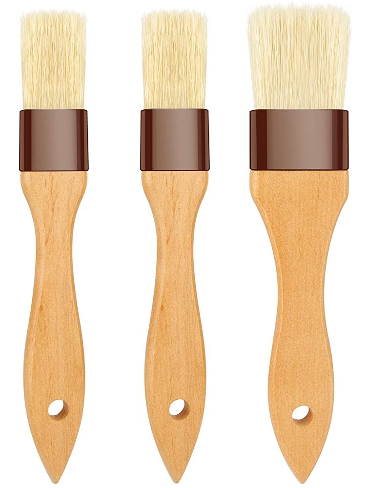 Pastry Brush-Basting Oil Brushes for Grilling BBQ Cooking with Boar Bristles & Beech Wooden Handles Food Brush for Baking Spreading Marinade Sauce Butter Egg Kitchen Baster Brushes1 inch & 1.5 inch - B8QRY0Q43
