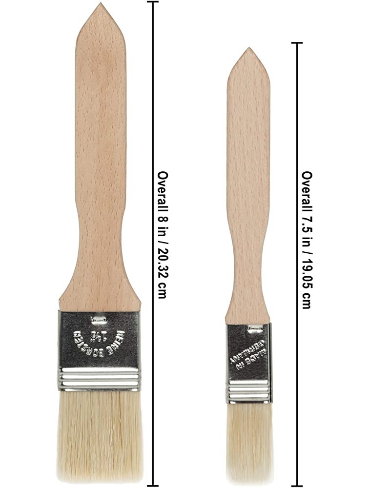Redecker Pastry Brushes Set with Untreated Beechwood Handles 2 Different Sizes Multi-purpose Brushes with Natural Boar Bristles for Basting Glazing and More Made in Germany - BBIEAJDIX