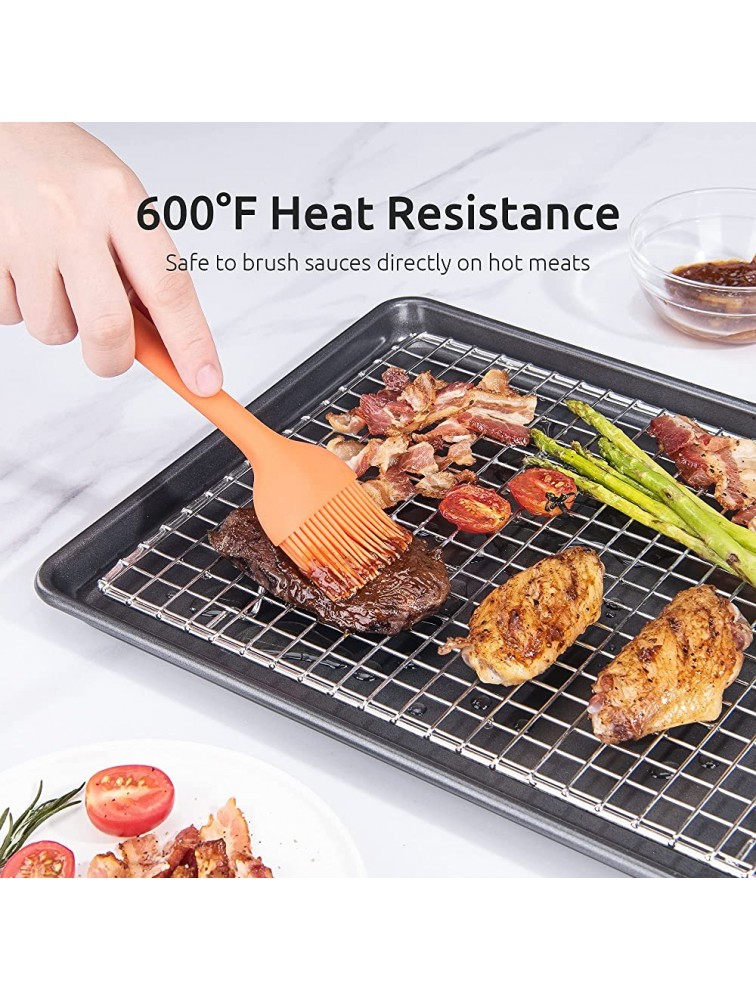 U-Taste 600ºF Heat Resistant Angled Silicone Basting Brushes Turkey Oil Sauce Butter Egg Dessert Meat Head-Up Kitchen Food Pastry Brush for BBQ Baking Cooking Grilling Set of 3 7.4inx2 9.8inx1 - BZ4PE9NG1