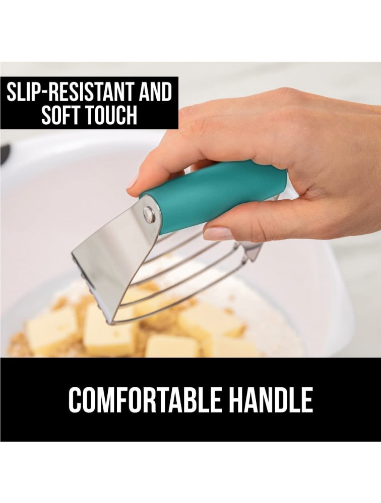 Gorilla Grip Pastry Dough Blender and Butter Cutter Thick Sharp Stainless Steel Blades for Easy Mixing Comfortable Grip Heavy Duty Kitchen Baking Tool Kneading Doughs Dishwasher Safe Turquoise - BTKR6JOGH