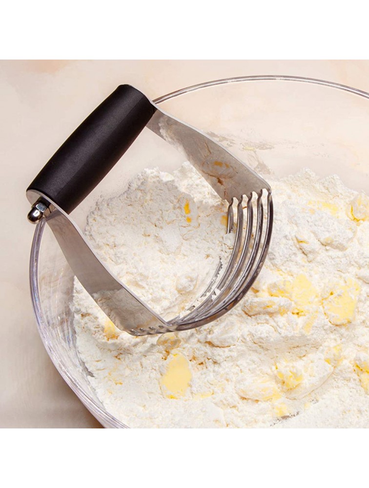 Pastry Shortening Blender Cutter,Stainless Steel Dough Masher for Butter Biscuit,Baking Kneading,Dough Flakier and Fluffier Pie Crusts Almond Hand Kitchen Tool 1 Black - BR18415ES