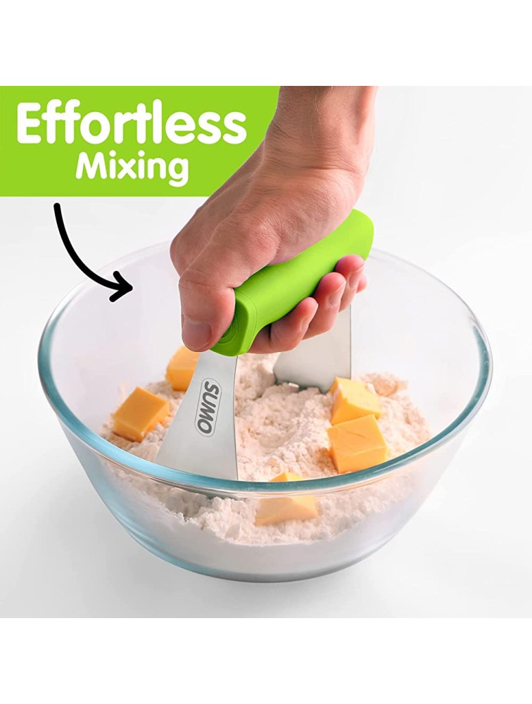 SUMO Pastry Cutter Tool Heavy Duty Stainless Steel Dough Cutter Dough Blender with Comfortable Handle Perfect for Flakey Pie Crust Dishwasher Safe Green - BKB5VU4T3