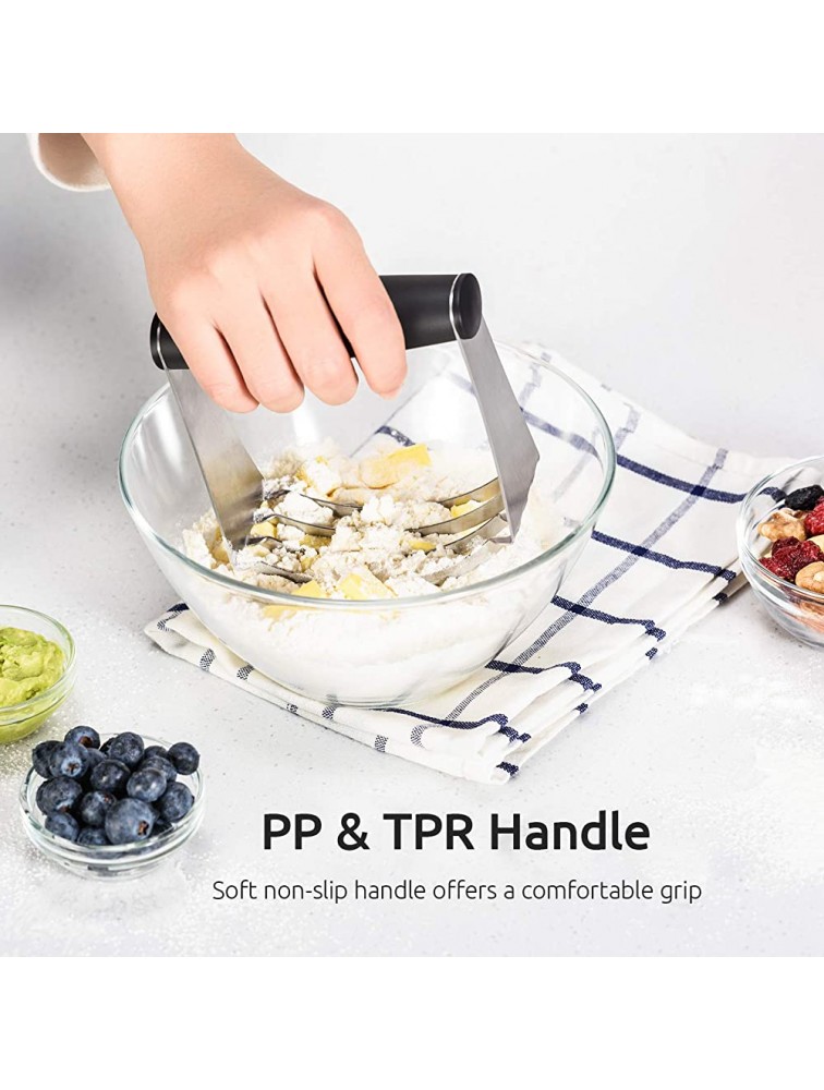 U-Taste Dough Blender with 4.09in Fixed Handle Professional Pastry Mixer Cutter Dough Masher with 4 Heavy Duty 1.2mm Stainless Steel Blades for Butter Pie Crust Baking - B1W5UCLXT