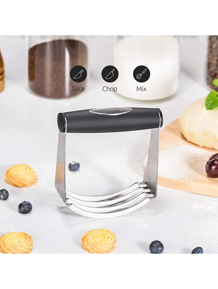 U-Taste Dough Blender with 4.09in Fixed Handle Professional Pastry Mixer Cutter Dough Masher with 4 Heavy Duty 1.2mm Stainless Steel Blades for Butter Pie Crust Baking - B1W5UCLXT
