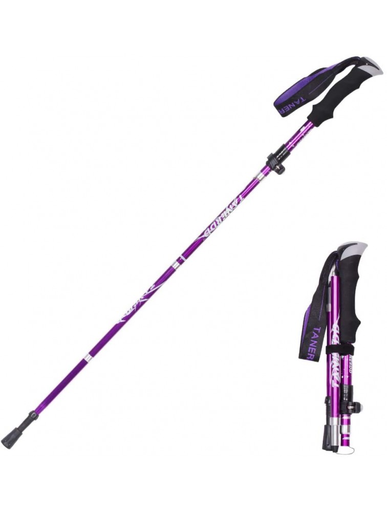 AINAAN Upgrade Trekking Pole,Ultralight Aluminium Alloy Foldable Anti Shock Walking Camping （1 Pack，Purple） - BXGTUFCOK