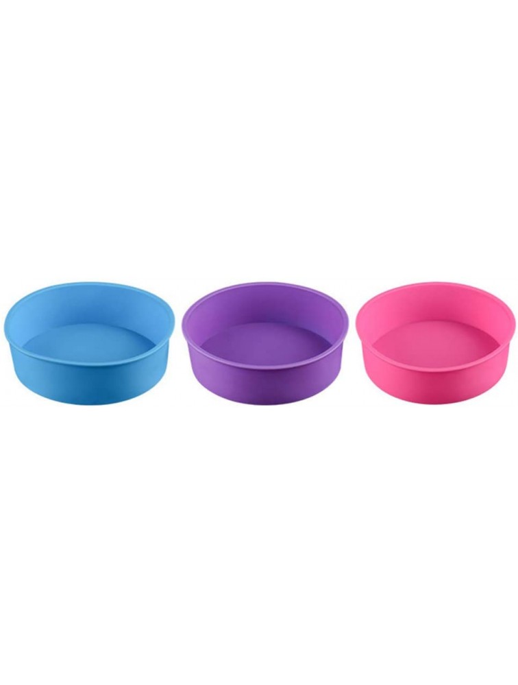 DOITOOL 3pcs Round Cake Mold Resuable Silicone Baking Mold Decorative Non- Stick Cake Liners Mould for Bakery Home Restaurant 17CM Random Color - BCEWCCXUH