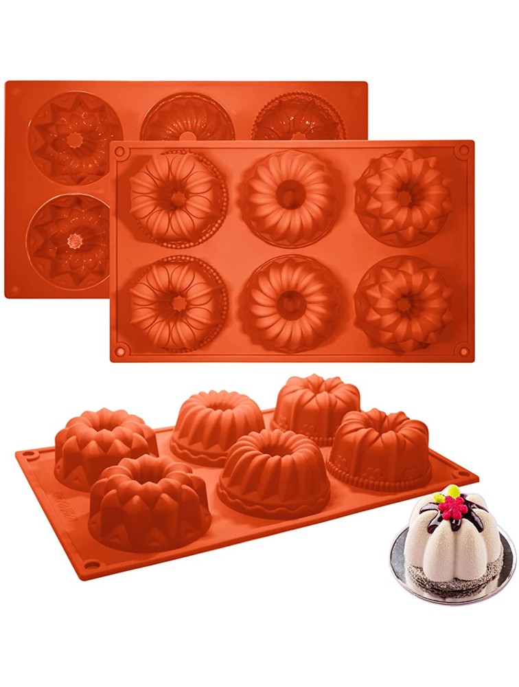 Fluted Tube Cake Pans Silicone Fancy Moulds Silicone Donuts Baking Pan Ice Cube Tray Flower Shape Ring Cake Tin for Coating Muffins Cupcakes Brownies Cakes Pudding Set of 3 - BWZNASZ4N