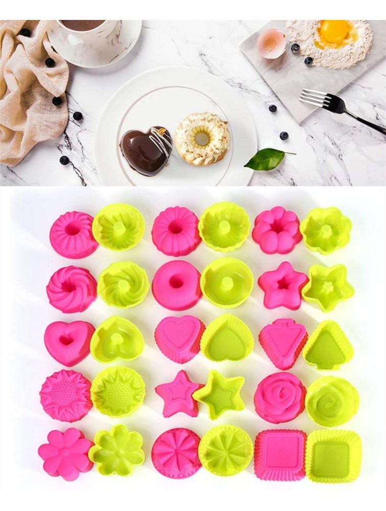 KeepingcooX 30-Pcs Silicone Cupcake Muffin Liners Pan Set Jumbo Mini Cake Cups Also for Making Chocolate Bread Ice Cube Nonstick 2.75 x 1.30 Inches - B65BIP8LR