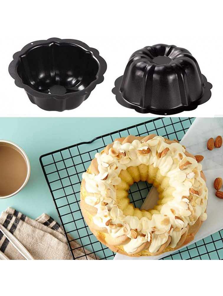 MGGi 4 Pack Mini Bundt Cake Pan 4 Inch Nonstick Fluted Tube Cake Pans Black Carbon Steel Fluted Cake Mini Oven Baking Mold Metal Round Pumpkin Shaped Cake Mould for Cupcake,Muffin,Brownie,Pudding - BCGQAJL9N