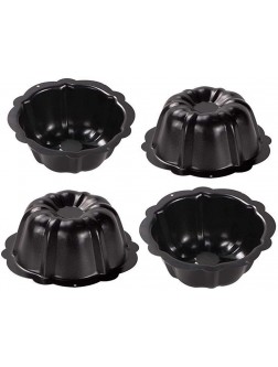 MGGi 4 Pack Mini Bundt Cake Pan 4 Inch Nonstick Fluted Tube Cake Pans Black Carbon Steel Fluted Cake Mini Oven Baking Mold Metal Round Pumpkin Shaped Cake Mould for Cupcake,Muffin,Brownie,Pudding - BCGQAJL9N