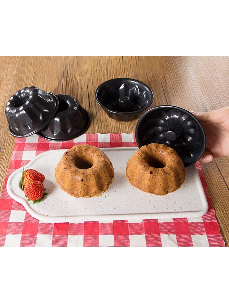 Webake 4 Inch Mini Fluted Tube Pans Nonstick Bakeware Set of 4 for Bundtlette Angel Food Cake Kugelhopf Brownie - B716AWV1E
