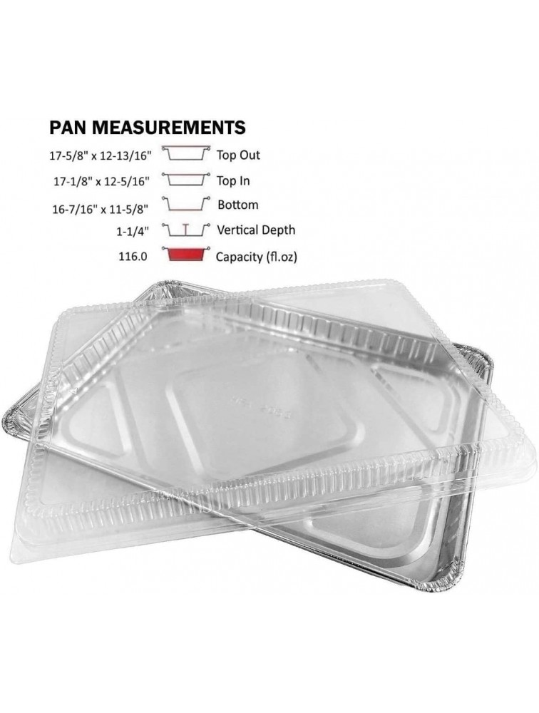 1 2 Size Sheet Cake Aluminum Foil Pan w Clear Low Dome Lid Pack of 10 Sets 17.1 L x 12.3 W x 1.25 D - BZPA73EEE