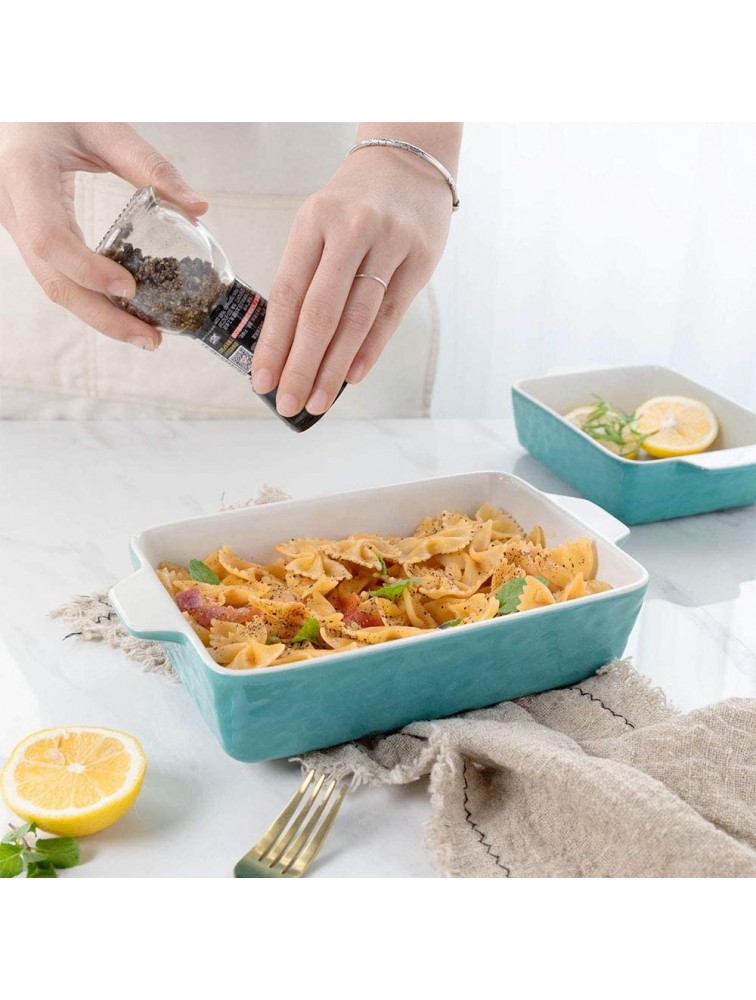 Bakeware Set Krokori Rectangular Baking Pan Ceramic Glaze Baking Dish for Cooking Kitchen Cake Dinner Banquet and Daily Use 3 PCS 11.6 x 7.8 Inches of Aquamarine - BMWQ1M41Y