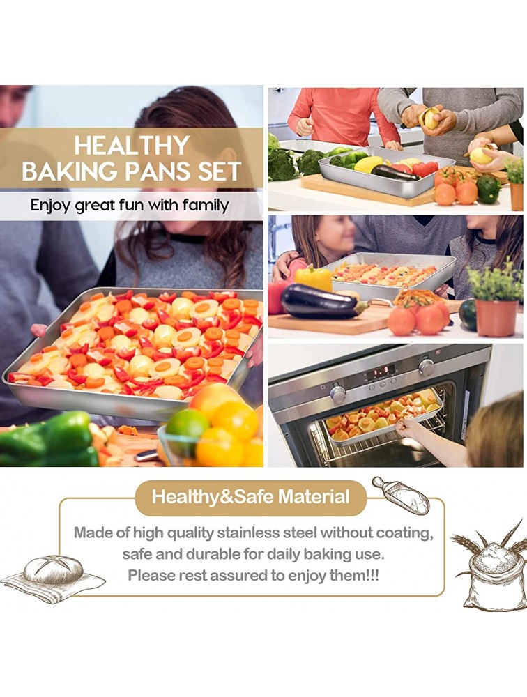 Baking Pan with Lid12.4 10.4 9.4 inch E-far Stainless Steel Rectangular Sheet Cake Pans with Cover Metal Bakeware Sets for Lasagna Casseroles Brownie Non-toxic & Dishwasher Safe 3 Pans + 3 Lids - BAN9ZAE27