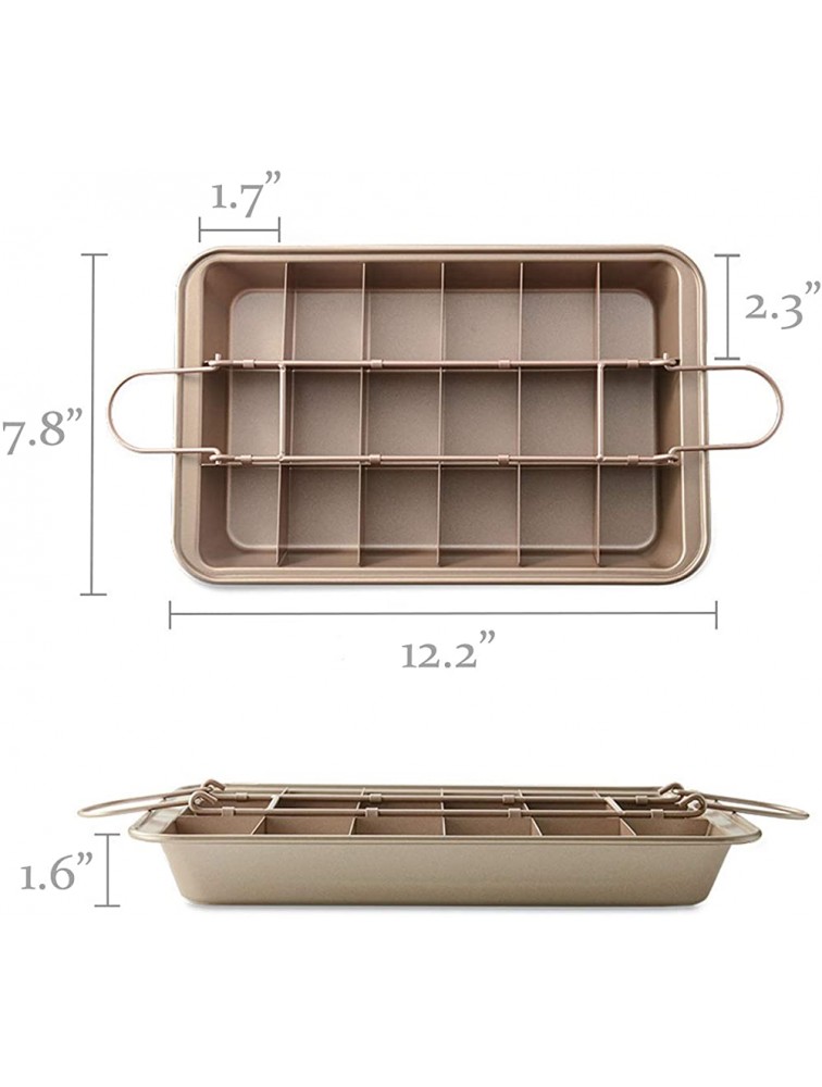 Brownie Pan with Dividers Non Stick Brownie Square Baking Pan with Cutter 18 Pre-cut Brownies Carbon Steel Bakeware Baking Tray Molds with Built-In Slicer for Oven Baking Chocolate Cookie and Cake - BILJG3A6X