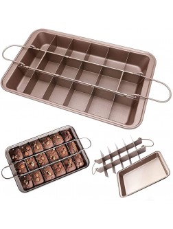 Brownie Pan with Dividers Non Stick Brownie Square Baking Pan with Cutter 18 Pre-cut Brownies Carbon Steel Bakeware Baking Tray Molds with Built-In Slicer for Oven Baking Chocolate Cookie and Cake - BEZKTJ47C