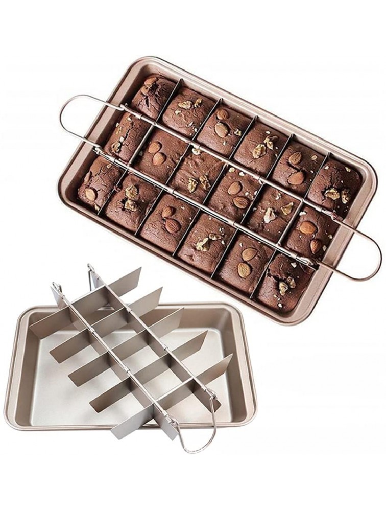 Hniuyun Brownie Pan Non Stick Brownie Pans Brownie Pan with Dividers 18 Pre-slice Brownie Baking Tray Bakeware for Oven Baking High Carbon Steel Baking Pan Size 12 X 7.9 X 2 Inches Gold - B8HID12M7