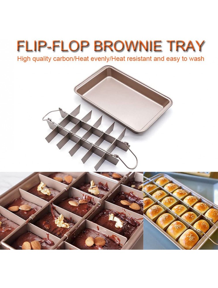 Hniuyun Brownie Pan Non Stick Brownie Pans Brownie Pan with Dividers 18 Pre-slice Brownie Baking Tray Bakeware for Oven Baking High Carbon Steel Baking Pan Size 12 X 7.9 X 2 Inches Gold - B8HID12M7