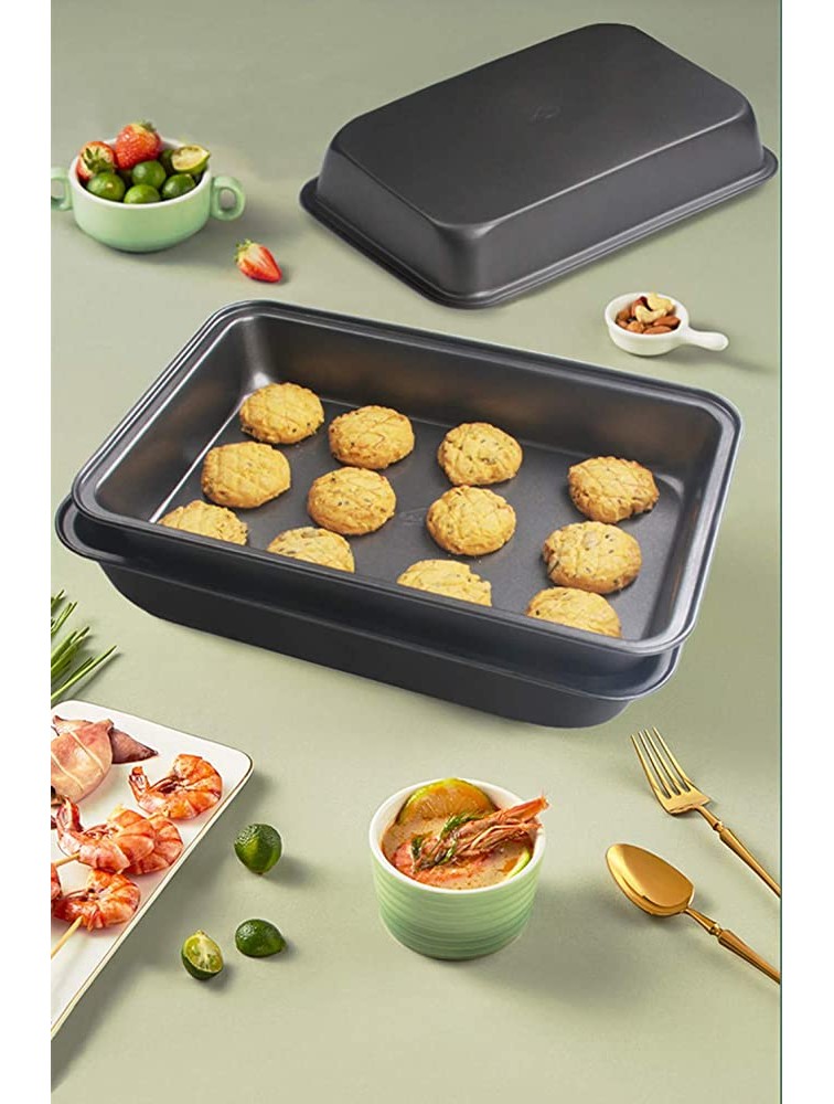 Mokpi Nonstick Rectangular Cake Baking Pans Deep Cookie Sheets Set for Oven Premium Baking Tray Bakeware Set of 2 12.6 x 8.7 x 2.0 inch Black - B2ABRWVYQ