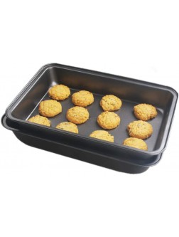 Mokpi Nonstick Rectangular Cake Baking Pans Deep Cookie Sheets Set for Oven Premium Baking Tray Bakeware Set of 2 12.6 x 8.7 x 2.0 inch Black - B2ABRWVYQ