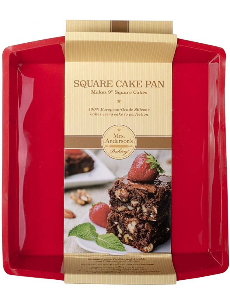 Mrs. Anderson's Baking 43636 9-Inch Square Cake Pan Non-Stick European-Grade Silicone - BV8YAH8TN