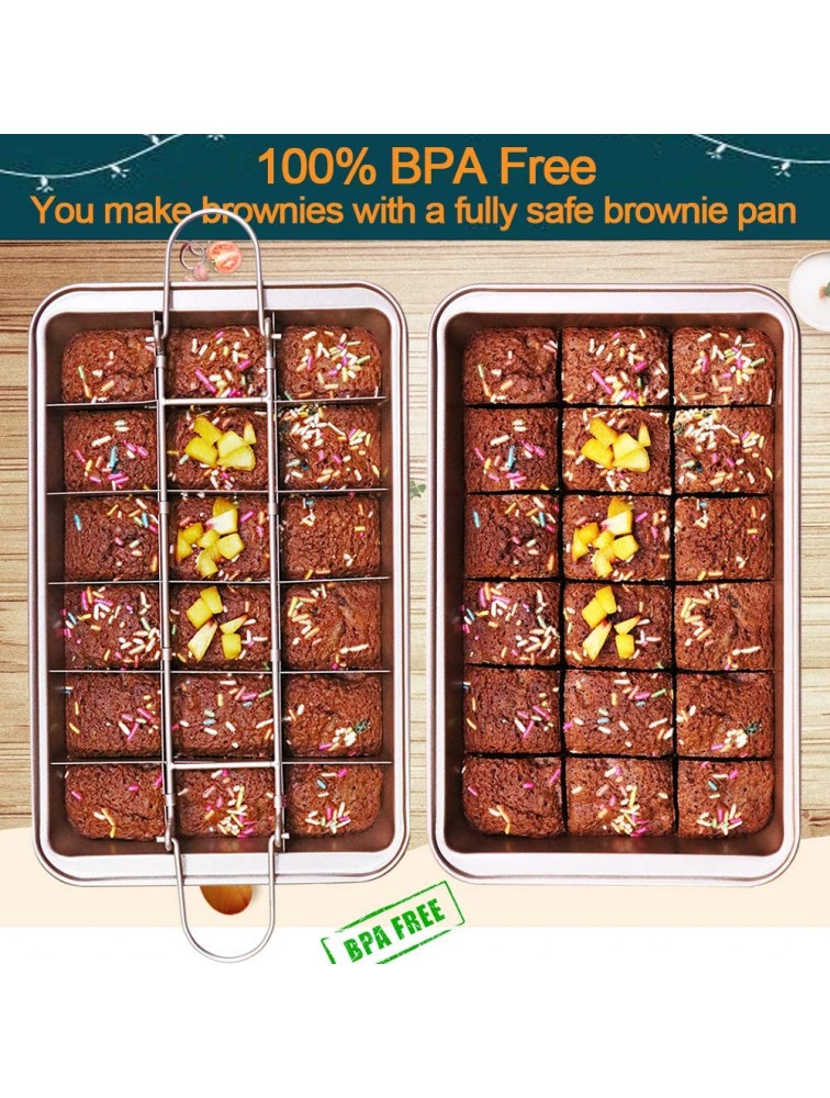 Non Stick Brownie Pan with Dividers High Carbon Steel Baking Pan Makes 18 Pre-cut Brownies All at Once - B1ZK7WZ34