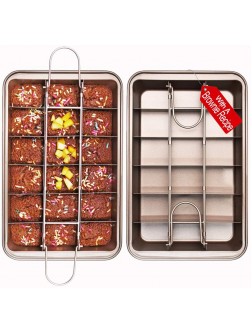 Non Stick Brownie Pan with Dividers High Carbon Steel Baking Pan Makes 18 Pre-cut Brownies All at Once - B1ZK7WZ34