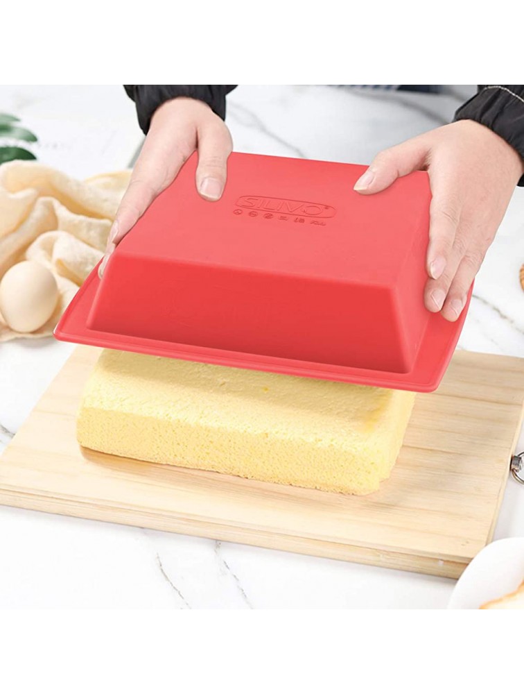 Silicone Square Cake Pan 8x8 Baking Pan Brownie Pan Set of 2 SILIVO Nonstick Silicone Cake Molds Silicone Baking Mold for Brownies Cakes Rice Crispy Treats and Lasagnas 8x8x2 inch - BUZO1KR51