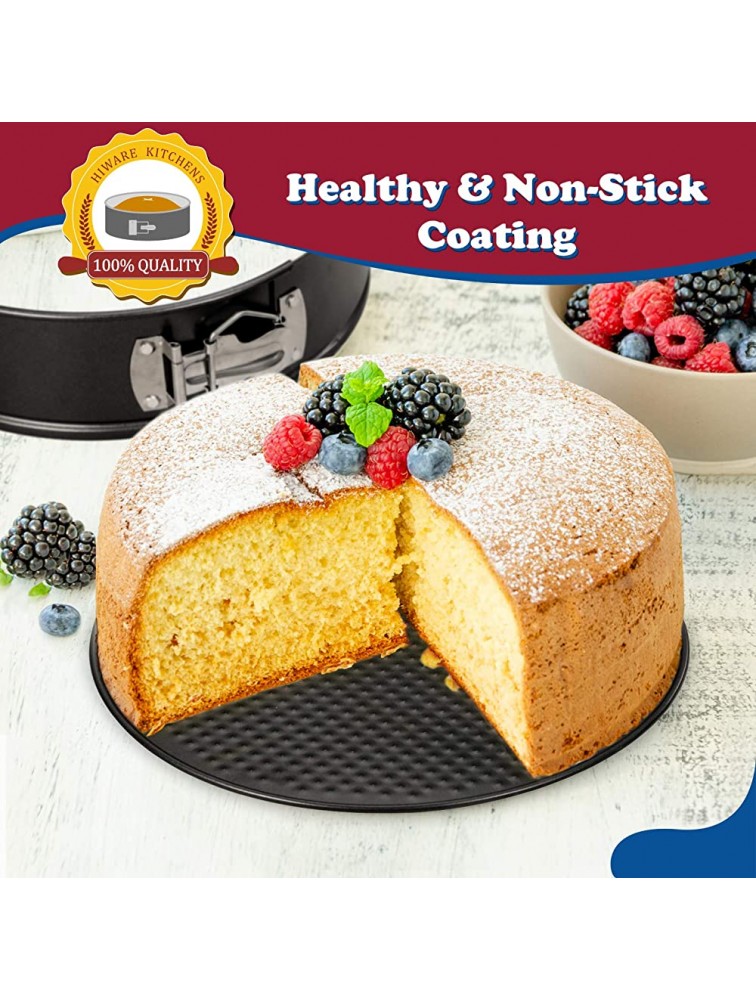 Hiware 9 Inch Non-stick Cheesecake Pan Springform Pan with Removable Bottom Leakproof Cake Pan with 50 Pcs Parchment Paper Black - BIUIZZI40