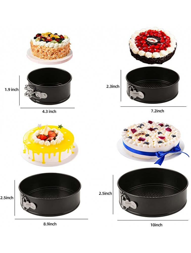 LIFVCNT Springform Cake Pans Sets for Baking Cheesecake 4 7 9 10 Nonstick Springform Pan Set Cake Baking Pans Round with Removable Bottom Include Parchment Paper Icing Spatula Icing Smoother - BFF0HFFNR