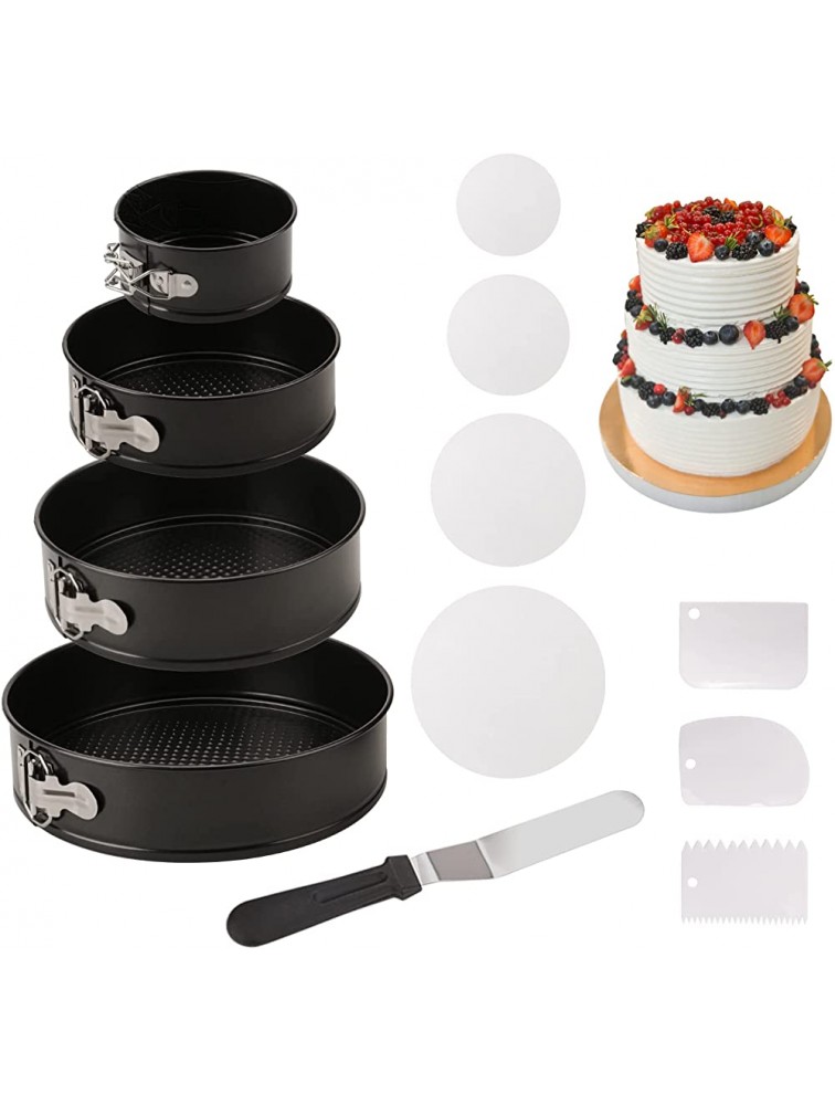 LIFVCNT Springform Cake Pans Sets for Baking Cheesecake 4" 7" 9" 10" Nonstick Springform Pan Set Cake Baking Pans Round with Removable Bottom Include Parchment Paper Icing Spatula Icing Smoother - BFF0HFFNR