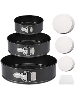 Springform Pan Set Nonstick Cheesecake Pan Leakproof Round Cake Pan Set Includes 3 Pieces 7" 9" 11" Springform Pans with Removable Bottom and 60 Pcs Parchment Paper liners - BIXOSAX2I